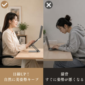 ノートパソコンスタンド スマホスタンド一体型 高さ・角度調整 折りたたみ式 アルミ製｜DotLine - 画像 (2)