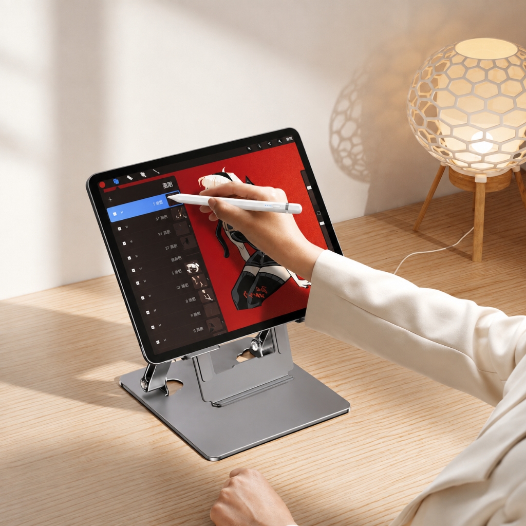 ノートパソコンスタンド スマホスタンド一体型 高さ・角度調整 折りたたみ式 アルミ製｜DotLine